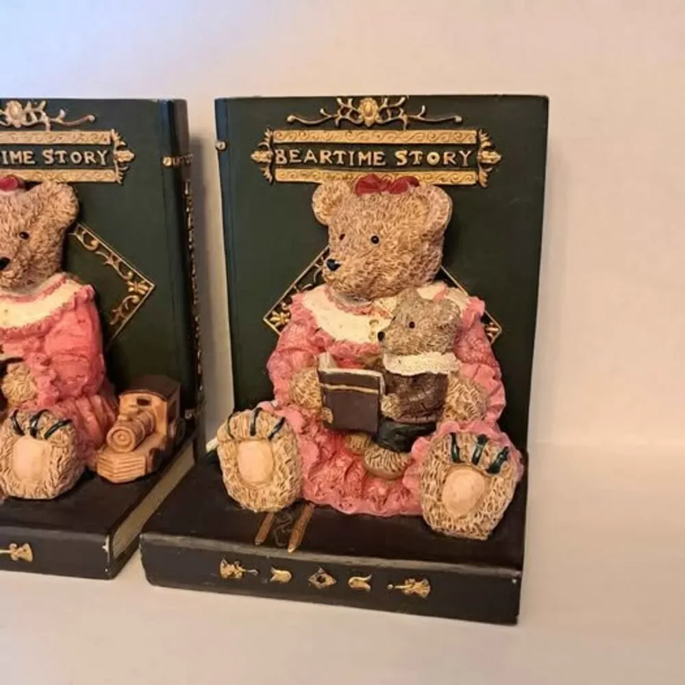 Set of 2 vintage bookends cute bears heavy